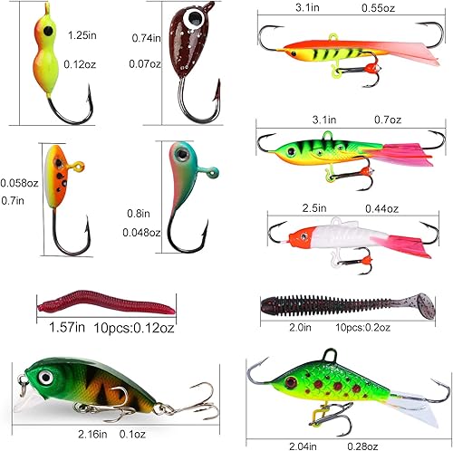 Miniatura 2 de Combo de caña y carrete para pesca en hielo Sougayilang, kit completo de equipo de pesca en hielo, incluye jig de hielo y accesorios para pesca