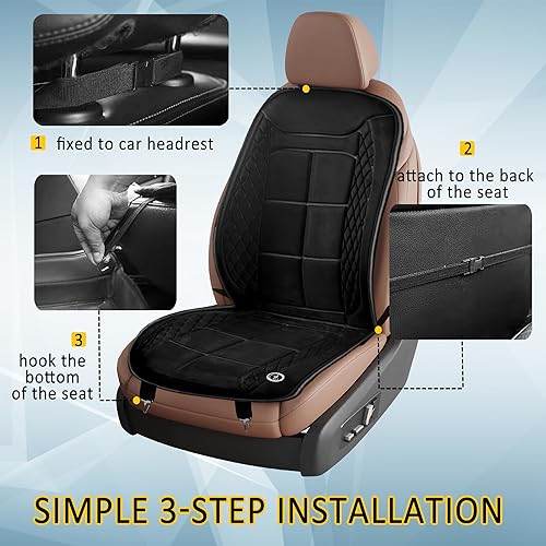 Miniatura 7 de Practisol Funda de terciopelo para asiento de automóvil, cojín de felpa suave para asiento de automóvil para conducir, funda cálida para asiento