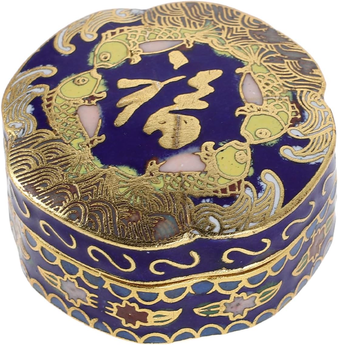 European Vintage Copper Jewelry Box Decorative round Keepsake Chest