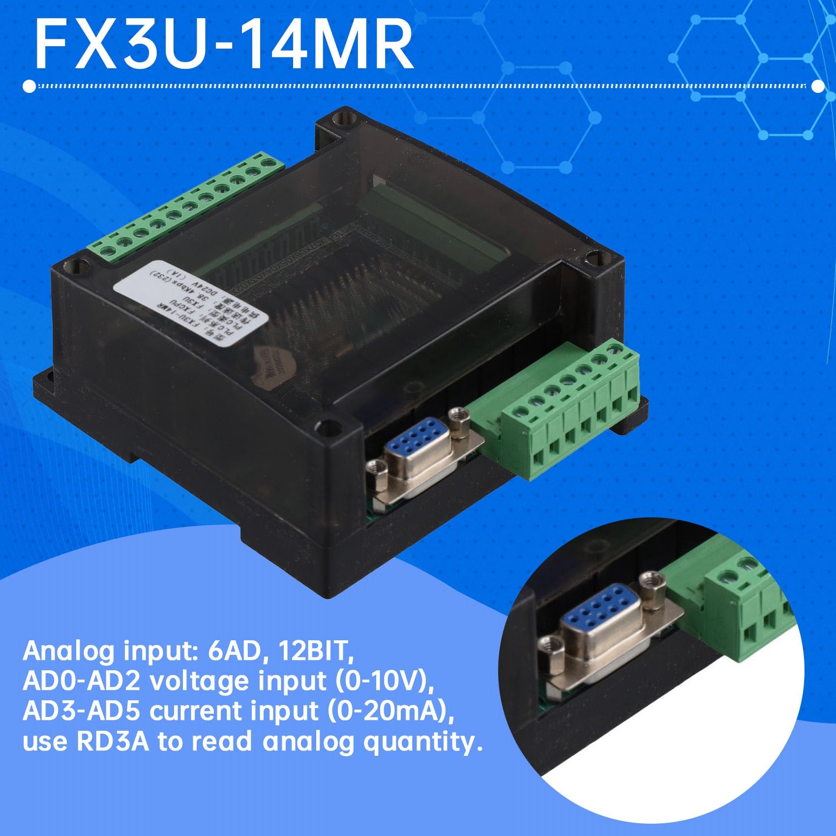 Carte PLC Industrielle FX3U-14MR Haute Vitesse avec Contrôleur Analogique Programmable FX3U-14MR