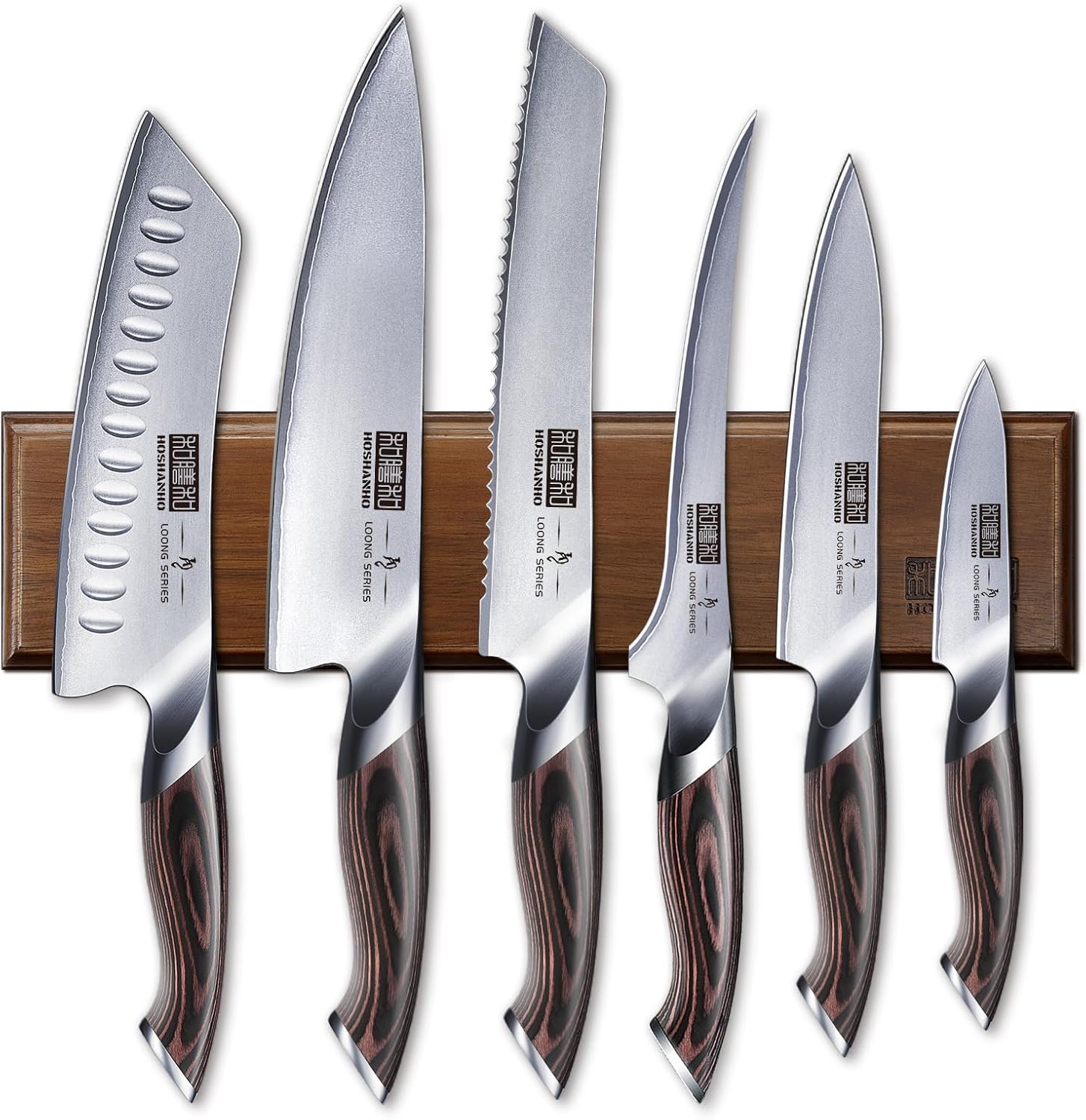 HOSHANHO Professional 7 Inch Fillet Knife with Ergonomic Handle, Japanese AUS-10 High Carbon Stainless Steel Knife Set with Magnetic Holder, 6 Pieces
