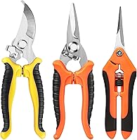 EWPJDK 3 Pack Stainless Steel Garden Pruning Shears - Professional Gardening Clippers with Safety Lock & Non-Slip Ergonomic Grip