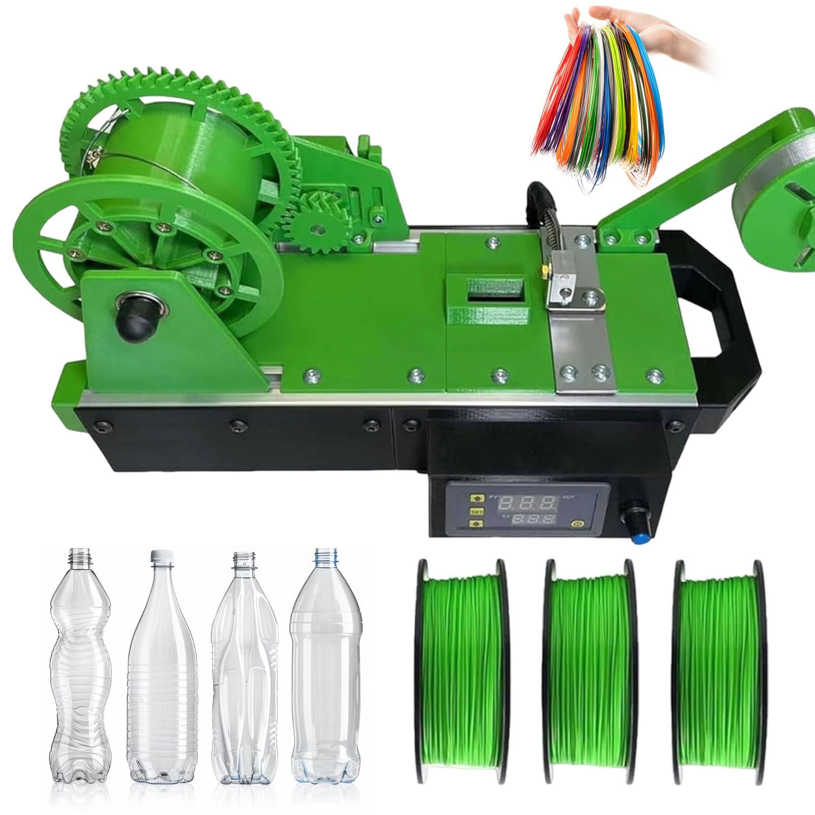 Recykler Butelek PET z Recyklingu, Maszyna do Produkcji Filamentów do Druku 3D, Wytłaczarka Filamentów 1,75 mm Ze Sterowaniem Cyfrowym, Regulowana Temperatura do 300℃ B