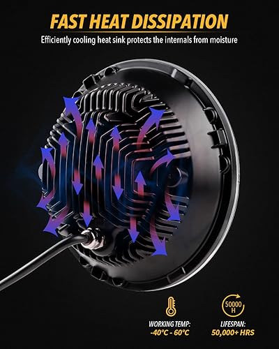 Miniatura 4 de Faros delanteros LED de 7 pulgadas con haz altobajo de 160 W, 7200 lúmenes, repuesto compatible con Jeep Wrangler JK LJ CJ TJ 1997-2018, H1 H2