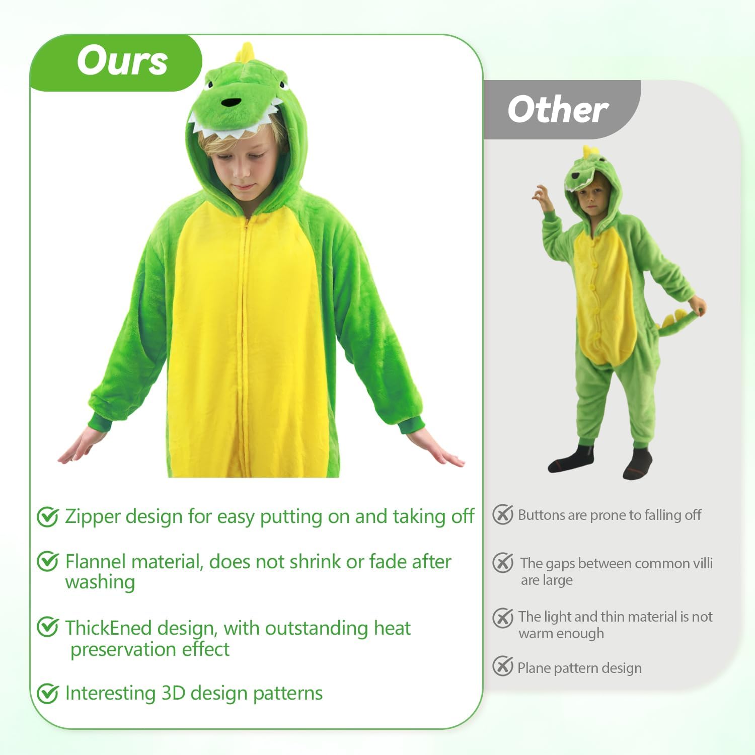 Unisex Kids Animal Onesie Pajamas, Flannel Halloween Cosplay Costume for Boys Girls... - Image 6