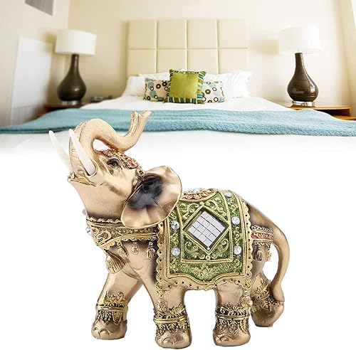 Miniatura 4 de TOPINCN Escultura de estatua de elefante de la suerte de Feng Shui, figura china de elefante de la suerte para decoración del hogar y la oficina,