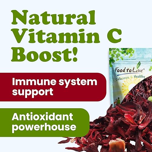 Miniatura 5 de Food to Live Flores orgánicas de hibisco, 4 onzas, pétalos enteros. Ideal para té de hierbas. Sin OMG. Sin cafeína. Buena fuente de vitamina C. A