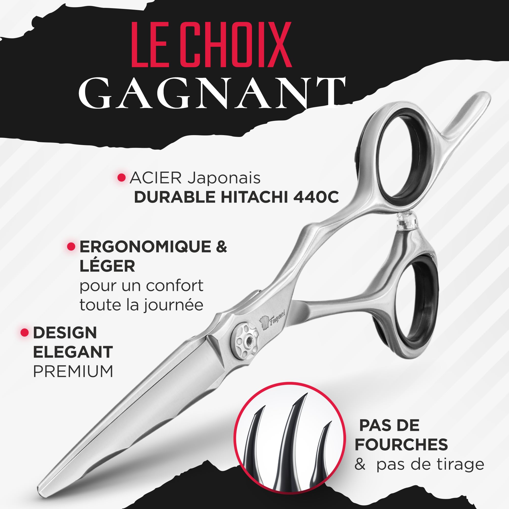 Fagaci Ciseaux Coiffure Gaucher 6 Pouces Acier Japonais