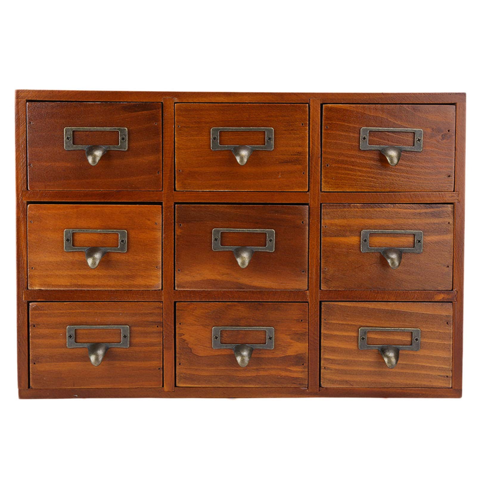 Organizer da Scrivania Vintage in Legno con 9 Cassetti, Armadietto da Farmacia da Tavolo, Cassapanche e Armadietti da Farmacia, Mobili Vintage per Medicinali - Blu (5042-01-(nove