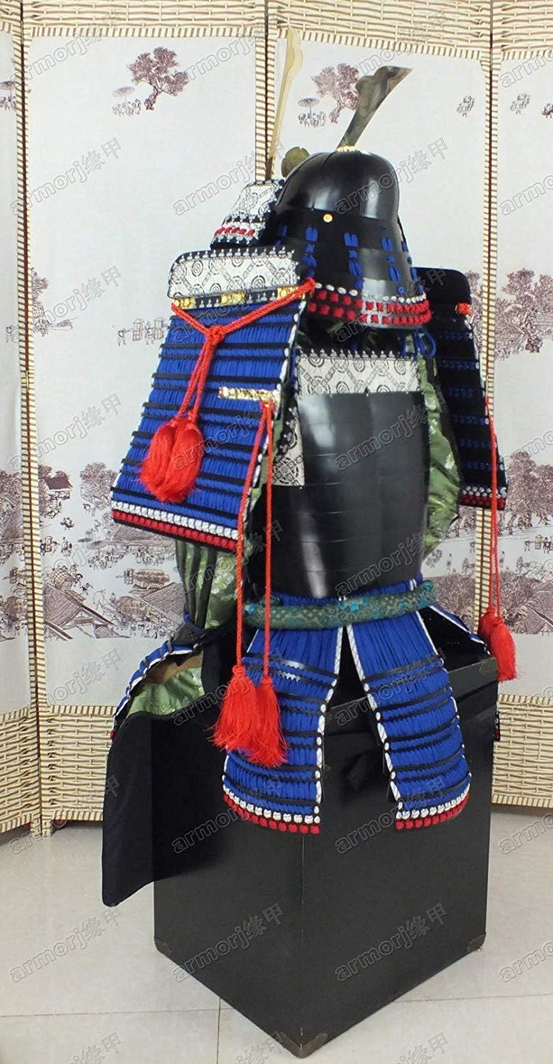 Wearable Japanese Armor Suit Rüstung Samurai Black & Blue Knotted O03