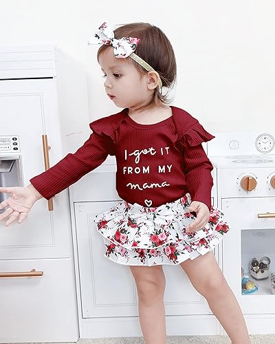 Miniatura 2 de Mioglrie Newborn Infant Baby Girl Clothes Outfits Romper Baby Girl Skirt Set Floral Baby Clothes for Girls Fall Winter