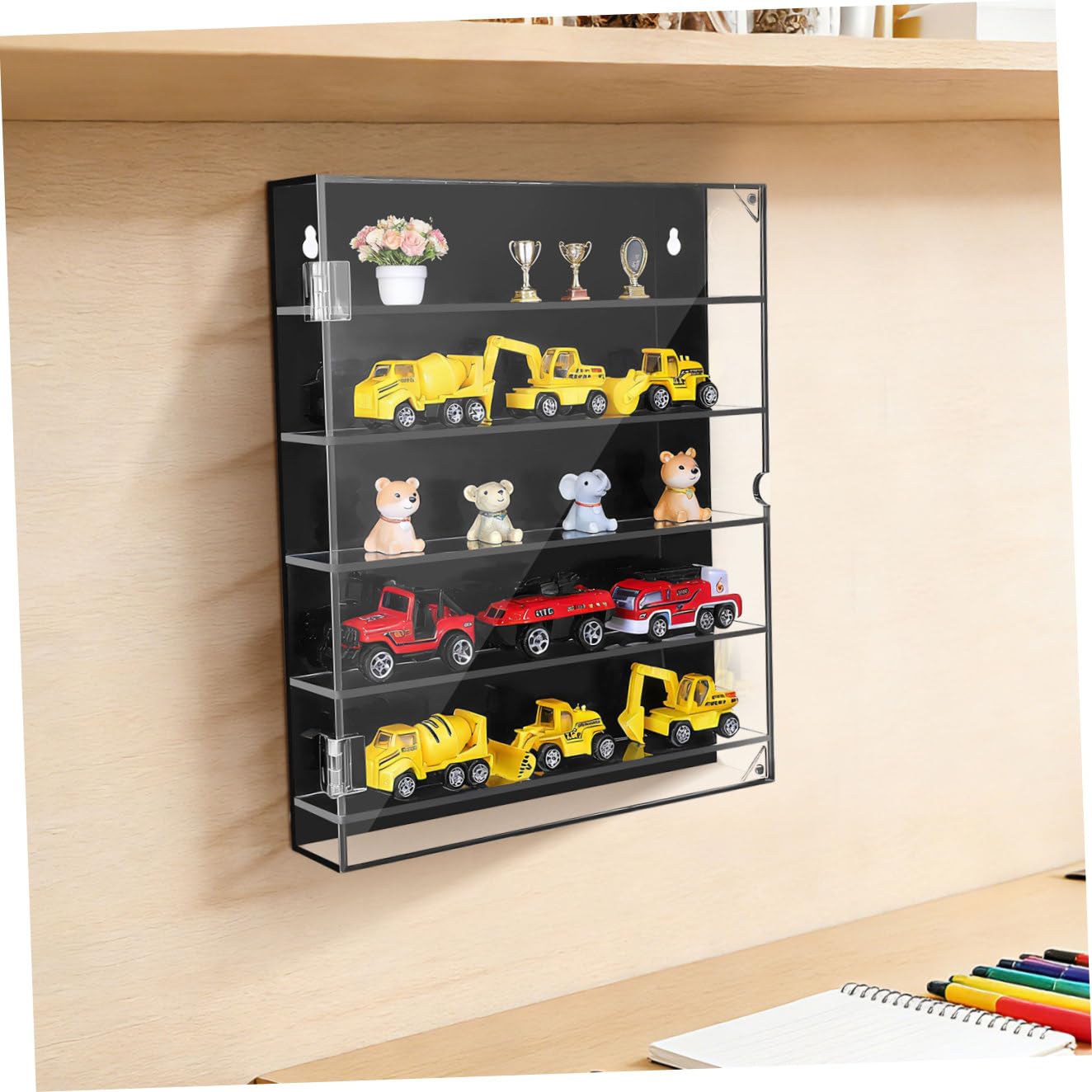 Vitrina Modelo de Acrílico Negro Multicapa para Coches de Juguete