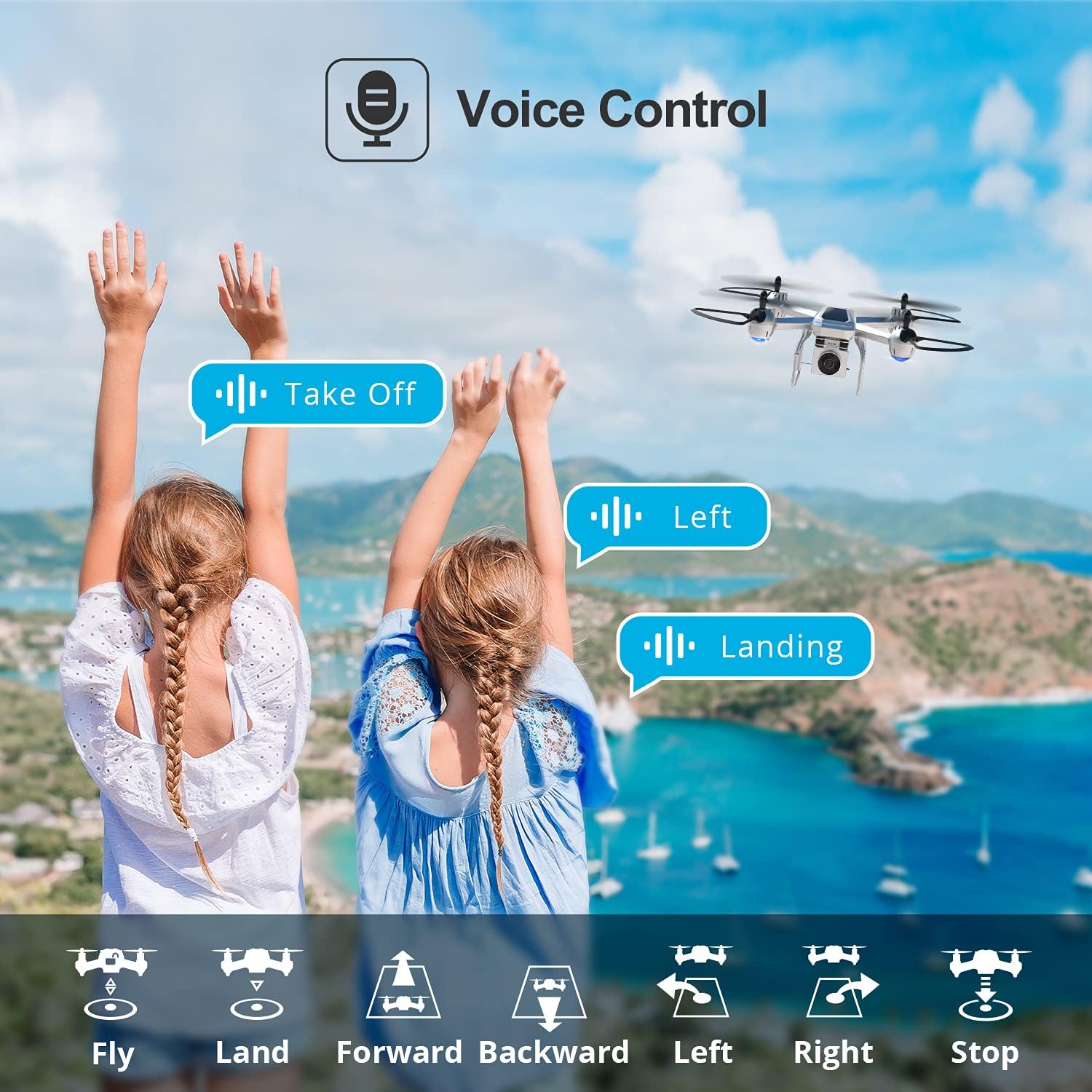 Holy Stone HS140 RC Drone with 1080P FPV Camera for Adults and Kids, 34 Mins Flight Time with 2 batteries, Altitude Hold, Voice Control, Gesture Control, 3D Flip, Headless Mode : Toys & Games