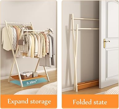 Bedside clothes hanger floor-standing clothes hanger bedroom bedside temporary clothing storage rack home coat rack(Black)