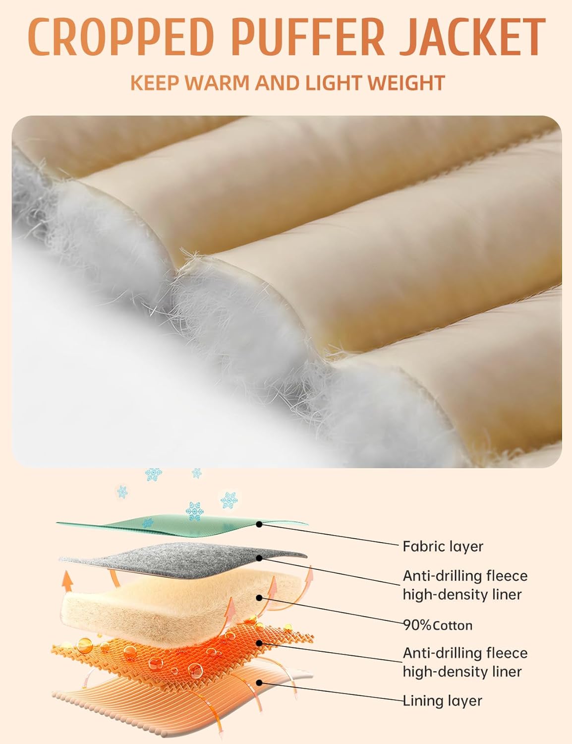 Gihuo Women's Cropped Puffer Jacket Zip Up Winter Short Quilted Jackets Bubble Coat - Image 4