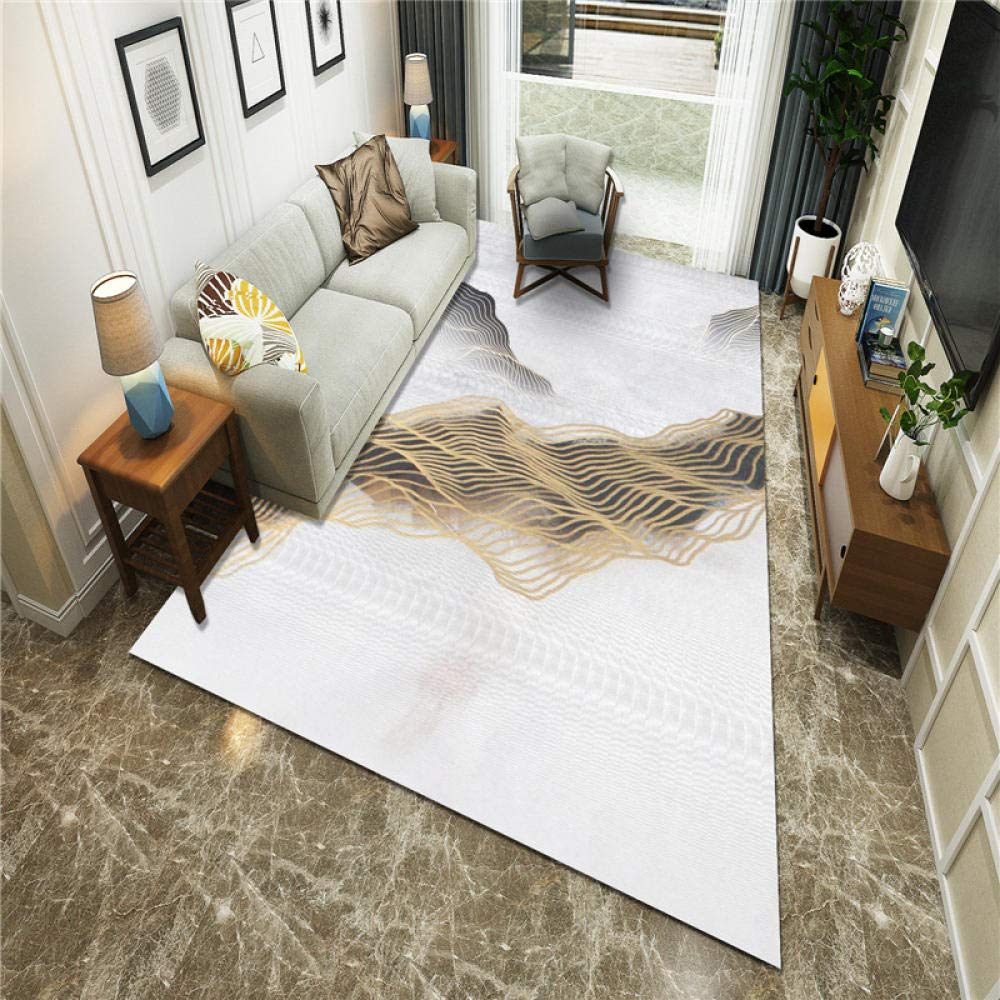 Tapis de salon abstrait jaune et blanc pour réveiller votre décoration