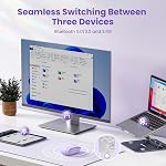 TECKNET Souris sans fil Bluetooth (BT5.0/3.0 & 2.4G) Cliquez sur Compact et Portable USB Mice d'ordinateur optique sans fil, Bluetooth Mouse pour ordinateur portable PC,violet