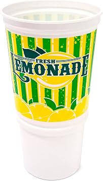 Popcorn Supply Company Lemonade Cup - 32 oz. Plastic Souvenir Cup with lid and straw (350/cs)