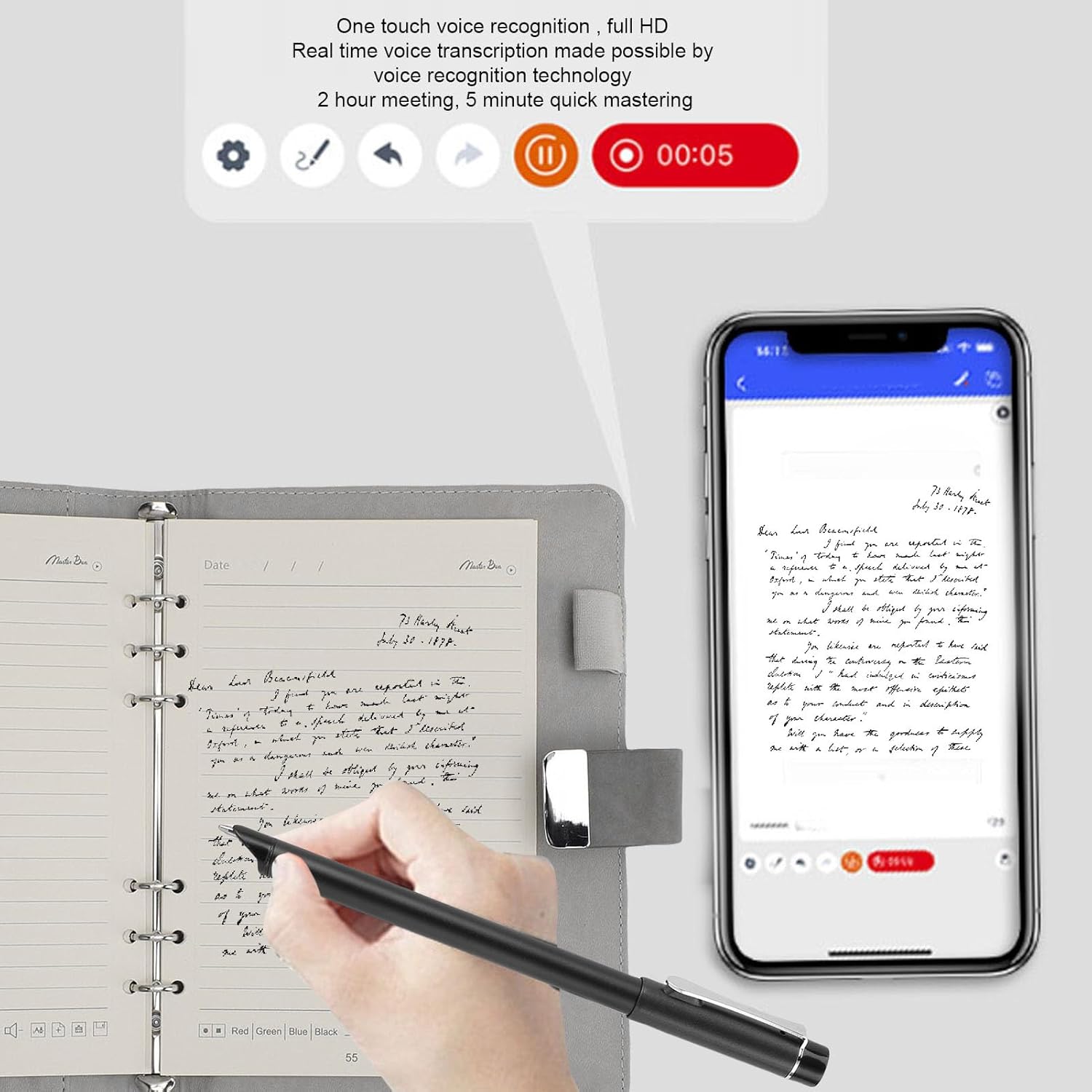 Bewinner Digital Smart Pens Digital Notebook Set, Real Time Synchronization Digitization Smart Pen for Digitizing, Storing, and Sharing Notes, Digital Writing Set for Note Taking
