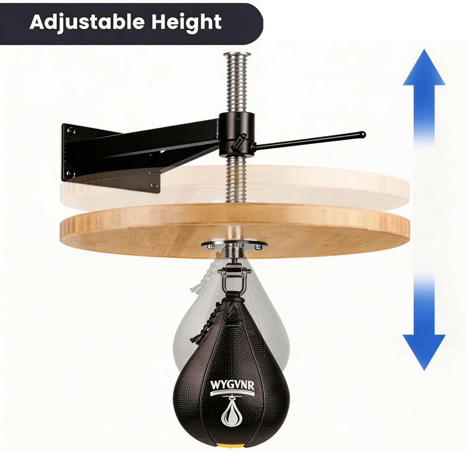 Speed Bag Platform, Bamboo Wood SpeedBag Mount, Height Adjustable with Speed Bag Swivel for Boxing Training Workout, Punching, Exercise