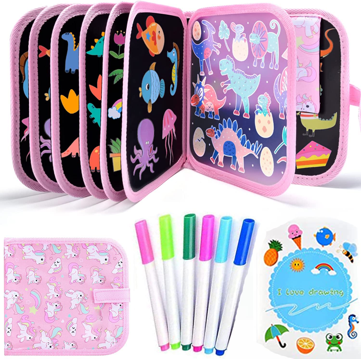 OMAZING KITCHEN Reusable & Erasable Doodle Slate Painting Kit for Kids Drawing Book with Wet Wipes & Colors for Kids, Toddler Travel Activities Preschool Doodle Book for Kids (B0C2YYQC42) Amazon Price History, Amazon Price Tracker