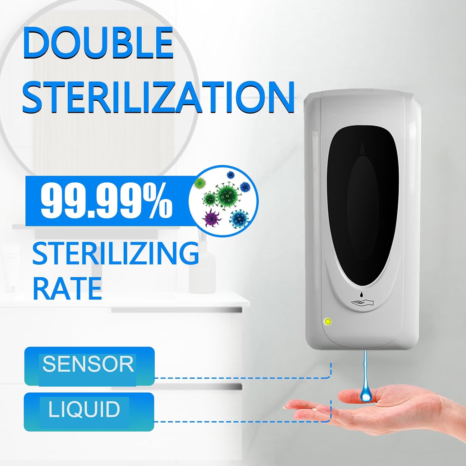 Automatic Soap Dispenser for Kitchen Sink, Commercial Liquid Touchless Soap Dispenser Wall Mounted, Refillable Sensor Hands-Free Dispensers for Office Hotel School Restaurant, 33oz/1000ml - Image 11