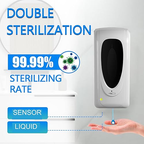 Miniatura 11 de Dispensador automático de jabón para fregadero de cocina, dispensador de jabón líquido comercial sin contacto montado en la pared, sensor recargable