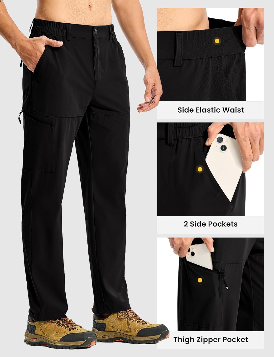 TBMPOY Men's Lightweight Hiking Pants Quick Dry 4 Pockets Stretch Water Resistant Travel Fishing Convertible Zip Cargo Jogger - Image 4