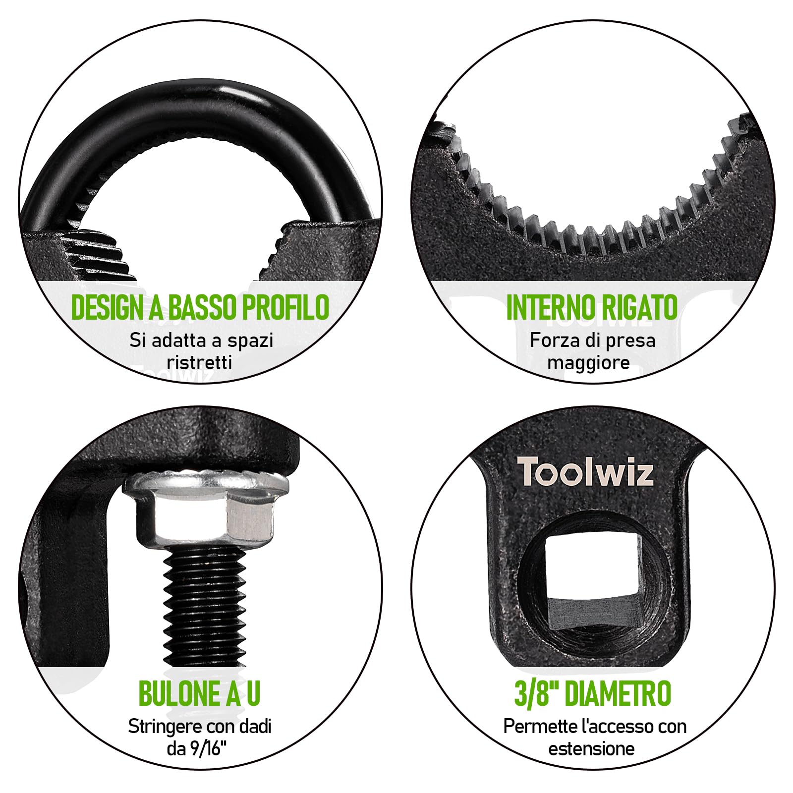 Toolwiz Strumento di rimozione del tirante interno - Strumento universale a basso profilo da 3/8" pollici 30-42 mm con denti antiscivolo per una facile rimozione e installazione del tirante interno