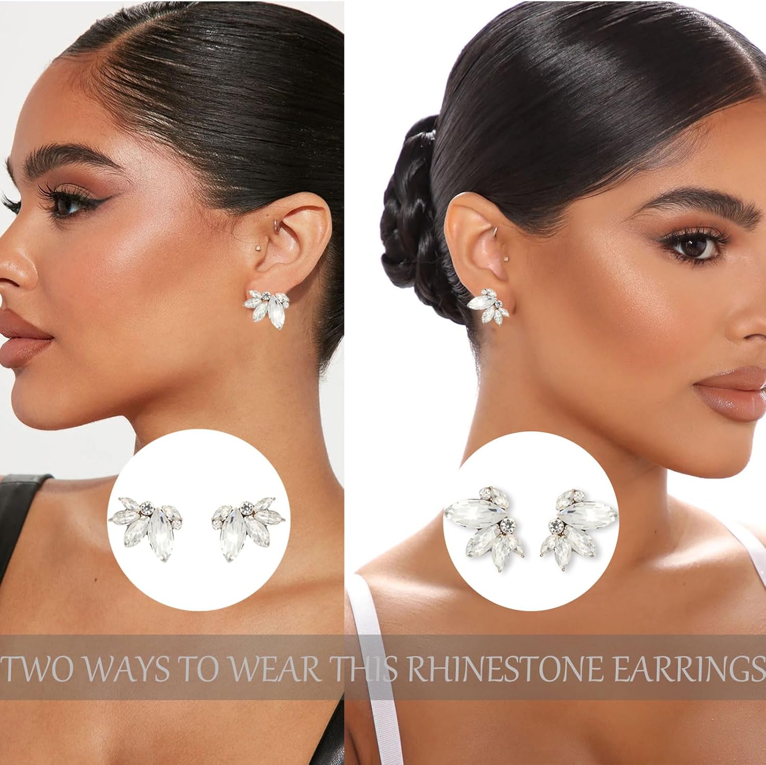 Sparkly Rhinestone Drop Earring Dainty Faux Crystal Earring Studs for Women Wedding Prom Party - Image 7