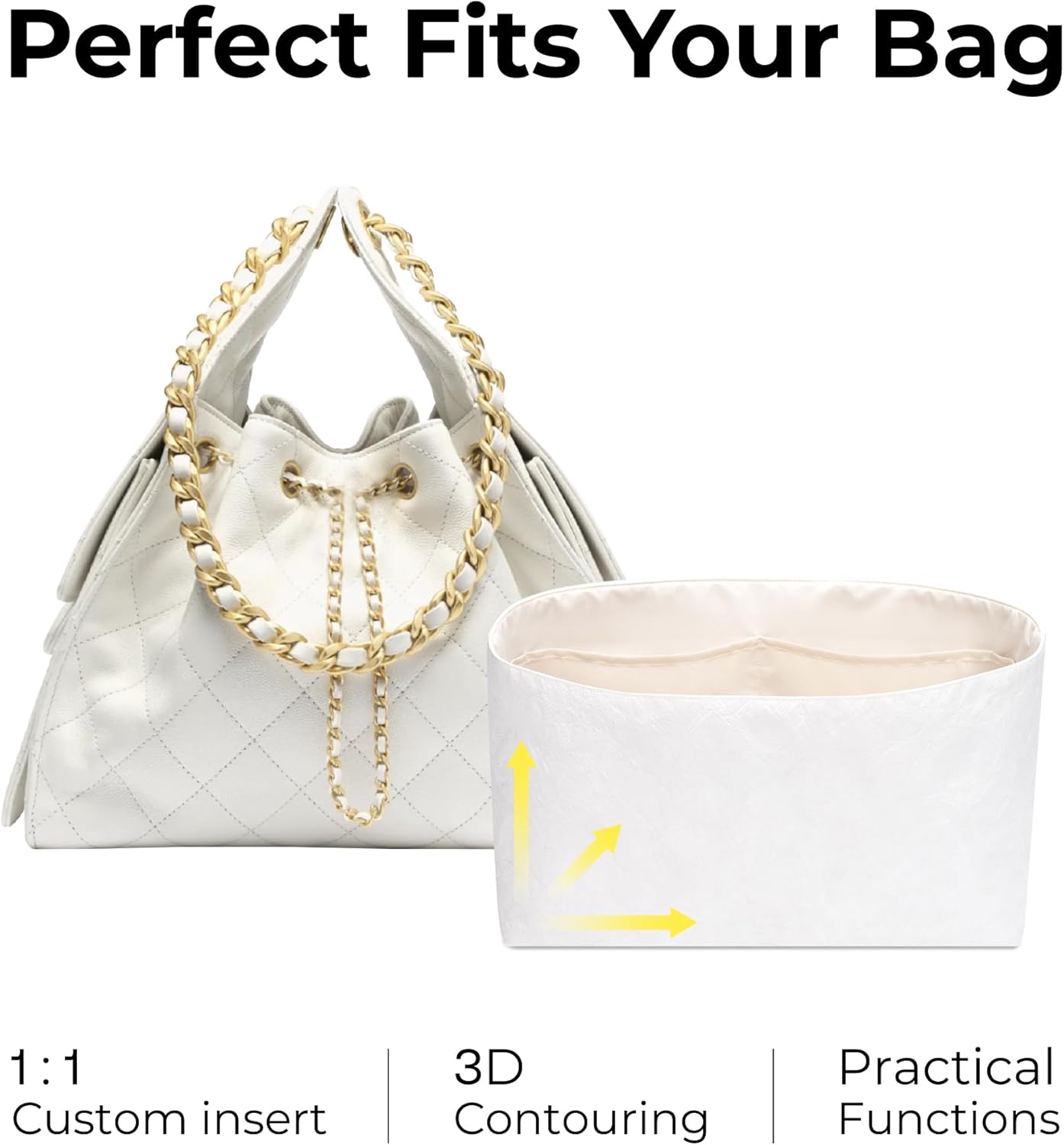 Purse Organizer Insert for CHANEL 25 Hobo Small Handbag, Custom Fit Inside Premium Craie Lightweight WaterResistant Tote Bag Insert Accessories