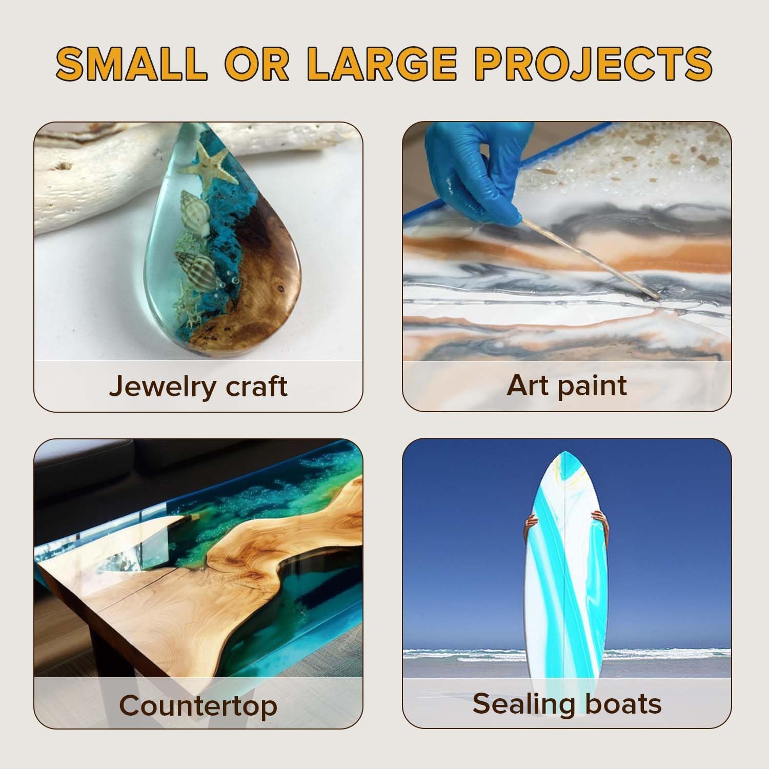 Epoxy Resin 2 Gallon Kit - Crystal Clear, Bubble Free, Food Safe & Fast Curing Epoxy Resin for Coating, Casting, Table Top, Countertop, Wood, Jewelry Making, DIY, Art