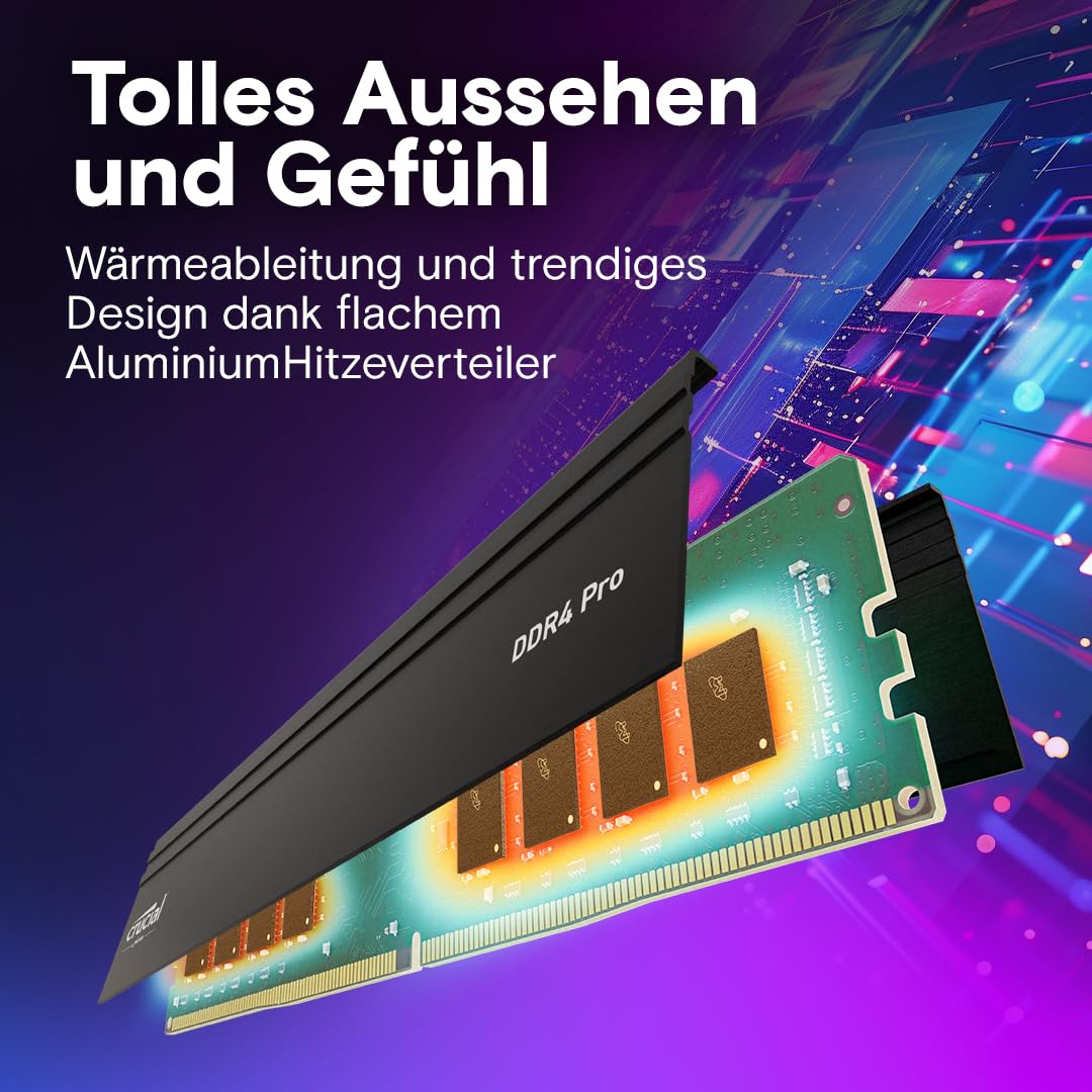 メモリー crucial DDR4 Pro 64GB (2x32GB) 3200MHz Crucial Pro DDR4 RAM 64GB Kit 3200MHz, Intel XMP 2.0, PC Computer