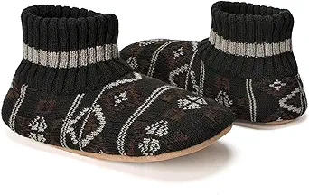 cosyone1997 Men's Slipper Socks, Winter Cable Knit Non-Skid Warm Slipper Socks, Cozy Soft Indoor Socks with Fluffy Sherpa Lined
