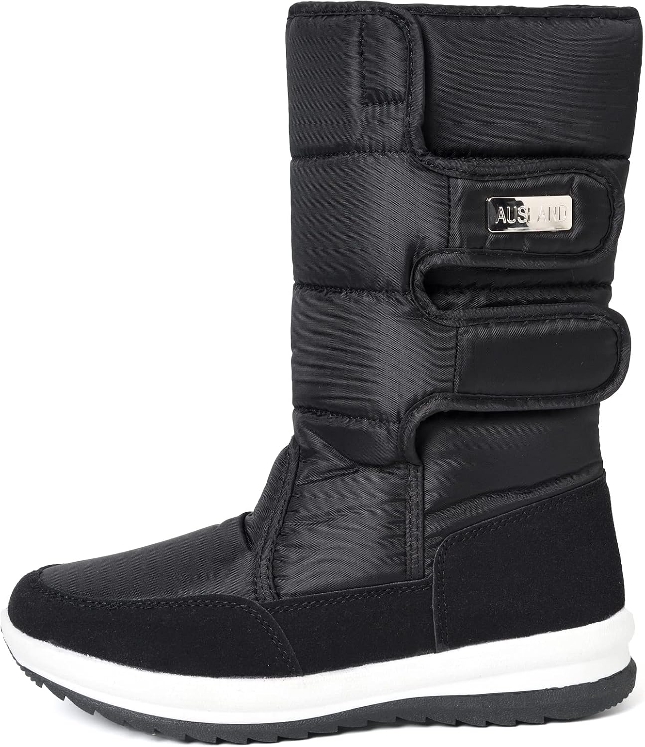 Women's Mid-Calf Snow Boots Black 7.5 Black