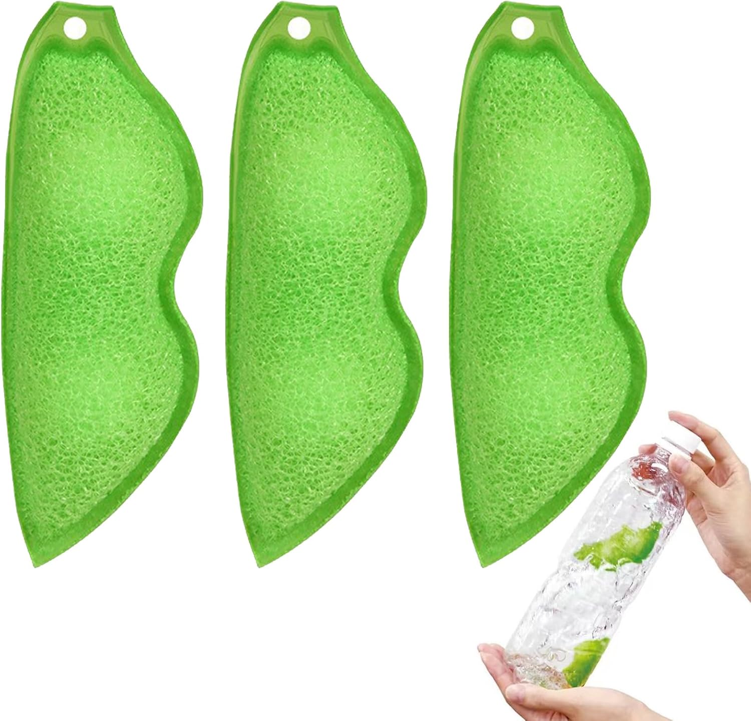 3Pcs Beans Bottle Cleaning Sponge,Magic Cleaner Brush,Water