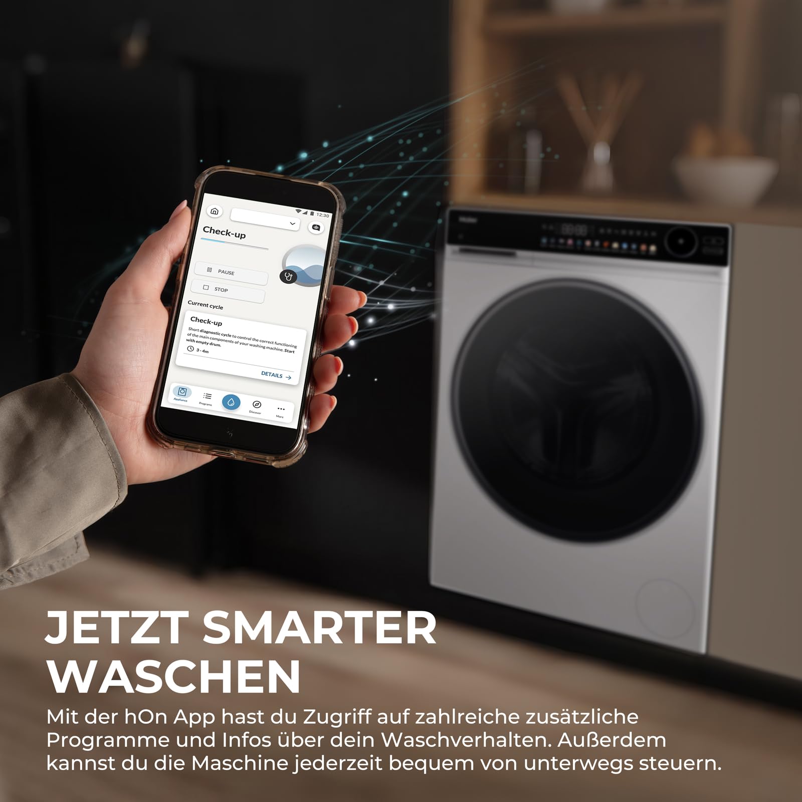 Haier Waschtrockner 9/5kg G7 Serie HWD90-BP14667TU1 | Trocknen), A -45% (Waschen), Leiser Inverter-Motor, Automatik- und Expressprogramm, Vollwasserschutz, Trommelbeleuchtung