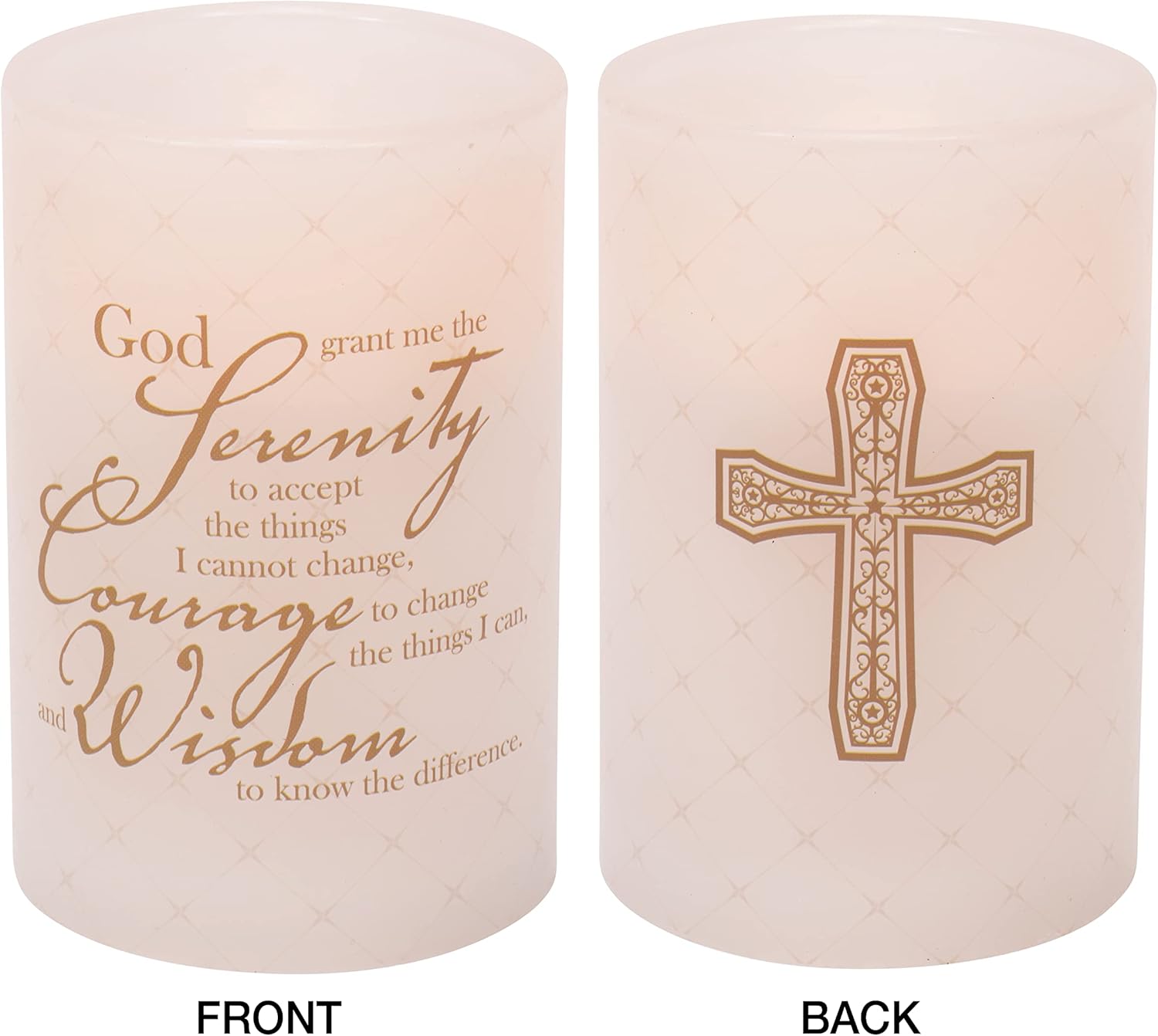 Mark Feldstein & Associates Serenity Prayer Flameless LED Inspirational Candle Pillar, 4 x 6 Inch