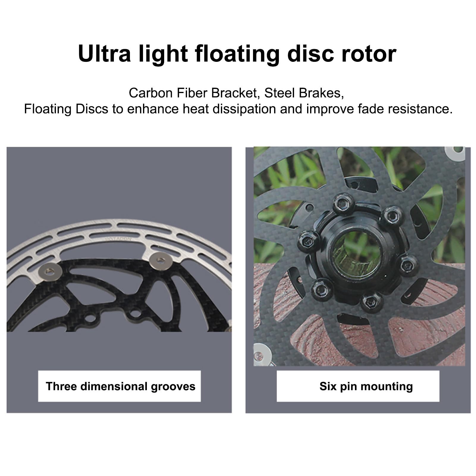 Rotor de Freno de Disco para Bicicleta con Acero de Alta Resistencia y Diseño de Fibra de Carbono para Bicicletas de Montaña y de Carretera, 6 Pernos Incluidos