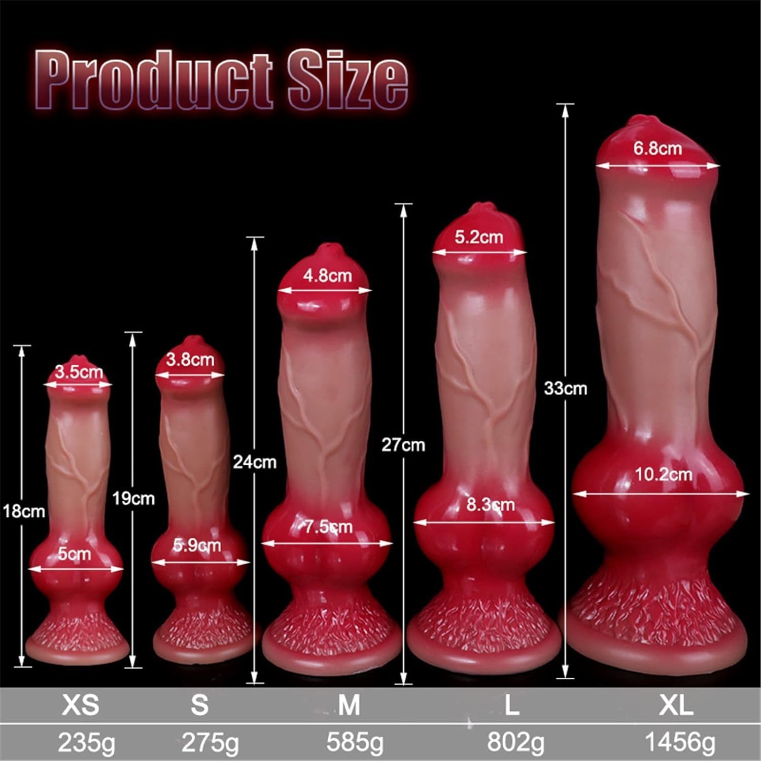 Pene Animale Realistico, 5 Dimensioni 33 Cm Falli Di Cane Lupo Falli Anali In Silicone Liquido Plug Anali Con Forte Ventosa Stimolazione Del Punto G Masturbazione Gay Giocattoli Sessuali(XL)