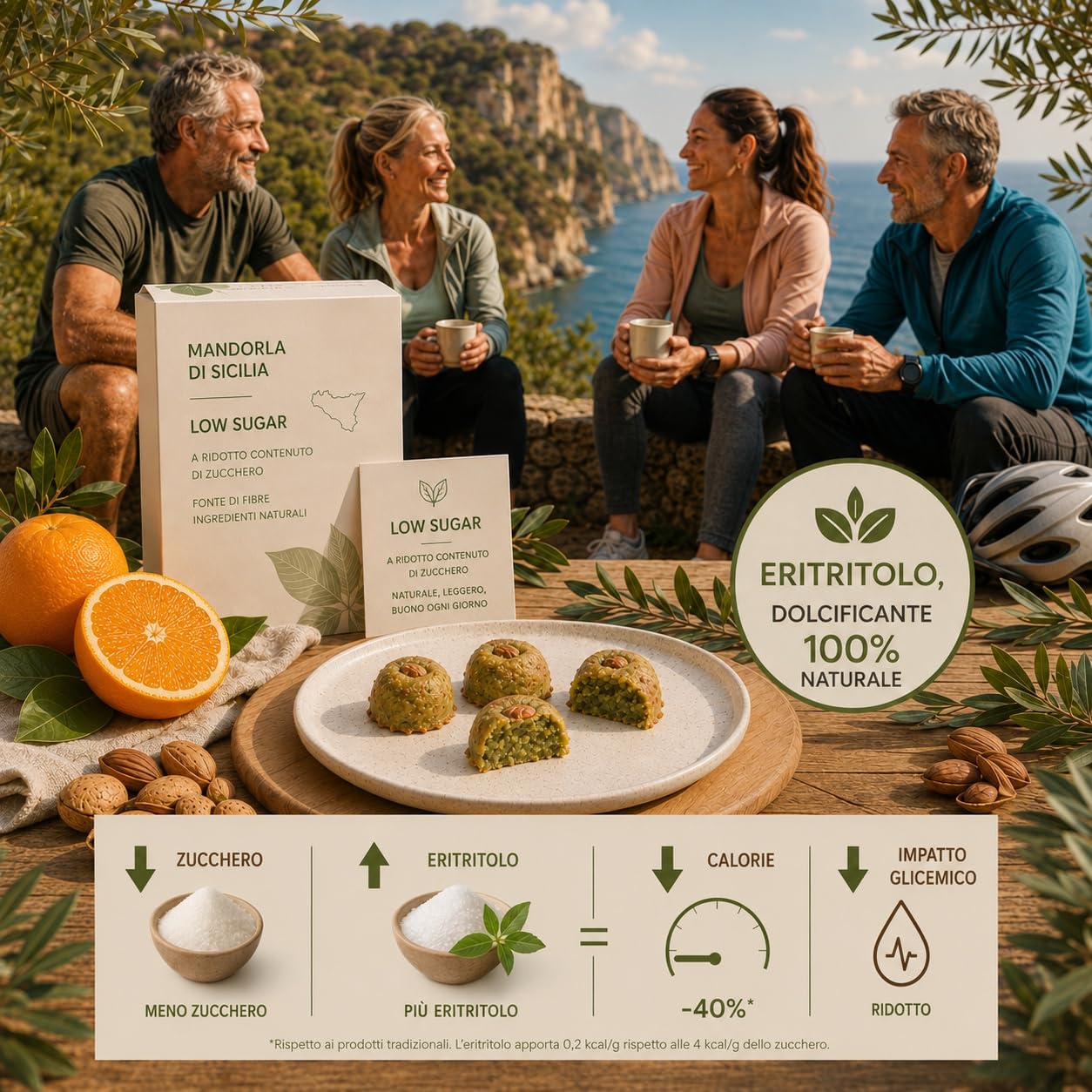 RAREZZE Pasta di Mandorle siciliane | LOW SUGAR | con Eritritolo | 400g | | con LIMONE di Sicilia | Dolci siciliani artigianali con dolcificante 100% naturale spediti appena sfornati | Dolci tipici