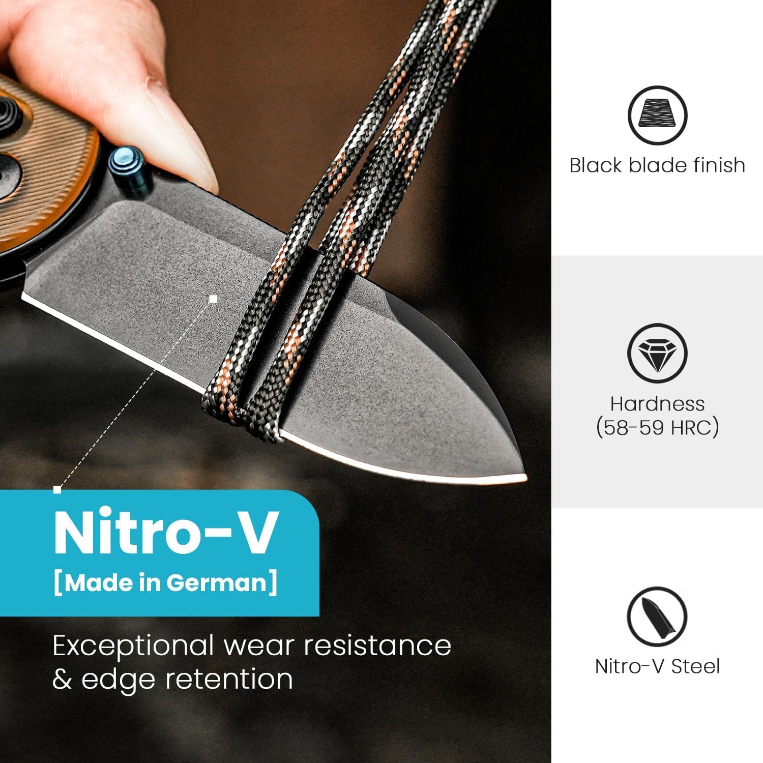 Kizer Drop Bear EDC Klappmesser, Nitro-V Klinge Taschenmesser V3619A2 | 7,55cm Drop Point Klinge Klappmesser mit PEI Griff umd Daumenschraubenöffner Kupplungsverschluss für Männer Frauen Geschenk