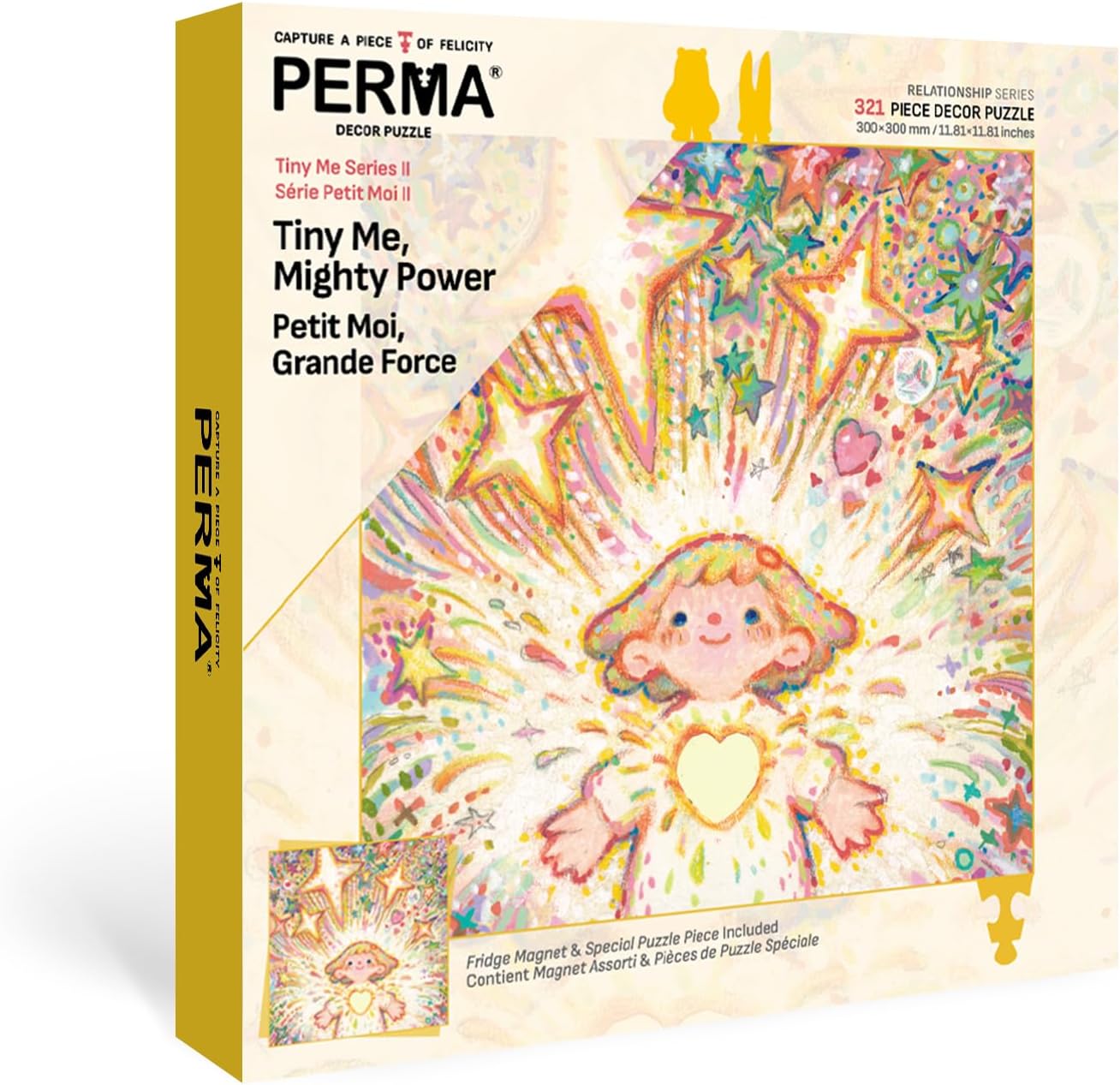PERMA 321 Pieces Jigsaw Puzzle Tiny Me Mighty Power, Ages 6+, 11.81 x 11.81 inches, The R Relationship Series, Dutch Blue-Core Chipboard, Glitter Effect