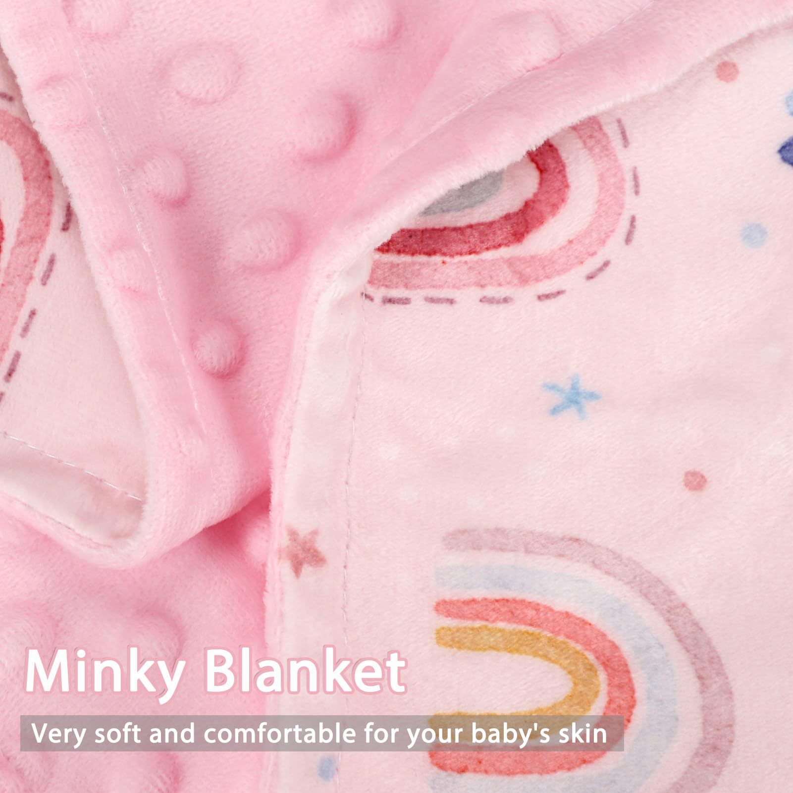 Baby Girl Blanket - Super Soft Minky Toddler Blanket 30x40 Inches, Double Layer With Dotted Backing, Pink Floral Design