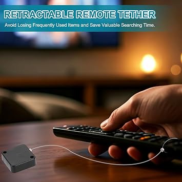 PATIKIL Retractable Remote Control Cable Tether (6.6ft /2M, Black)(3 Pcs) Remote Control Security Lanyard Lock Adjustable Locking Leash with Rope Locks and Screws, Suit for - TVs/Tablets