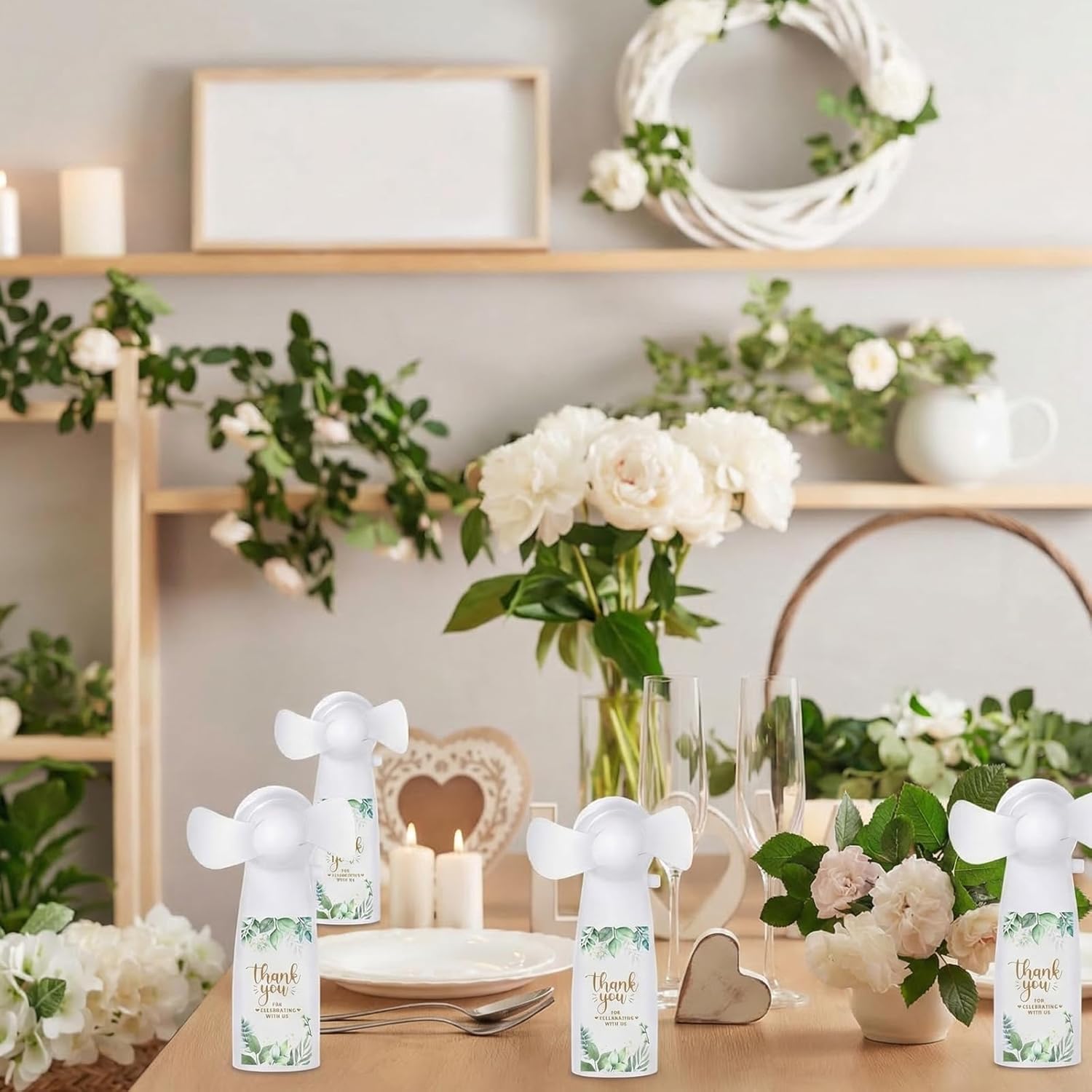 50 Pcs Wedding Mini Portable Electric Fan Bulk Powerful Personal Handheld Fan for Wedding Guests Favors Bridal Party Bridesmaid Gifts, Battery Not Include(Eucalyptus)