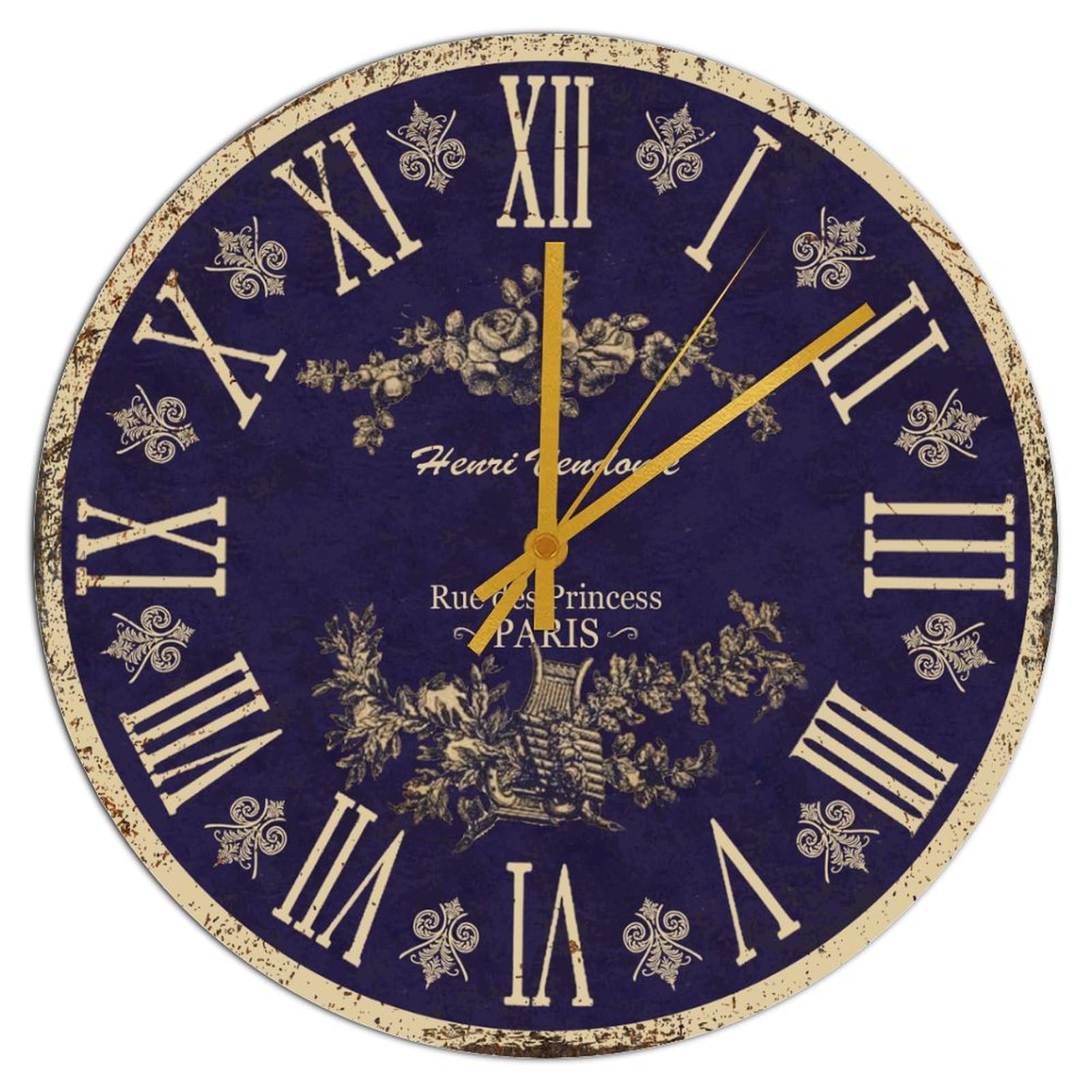 Horloge murale de campagne de qualité supérieure en bois noir Paris 38cm