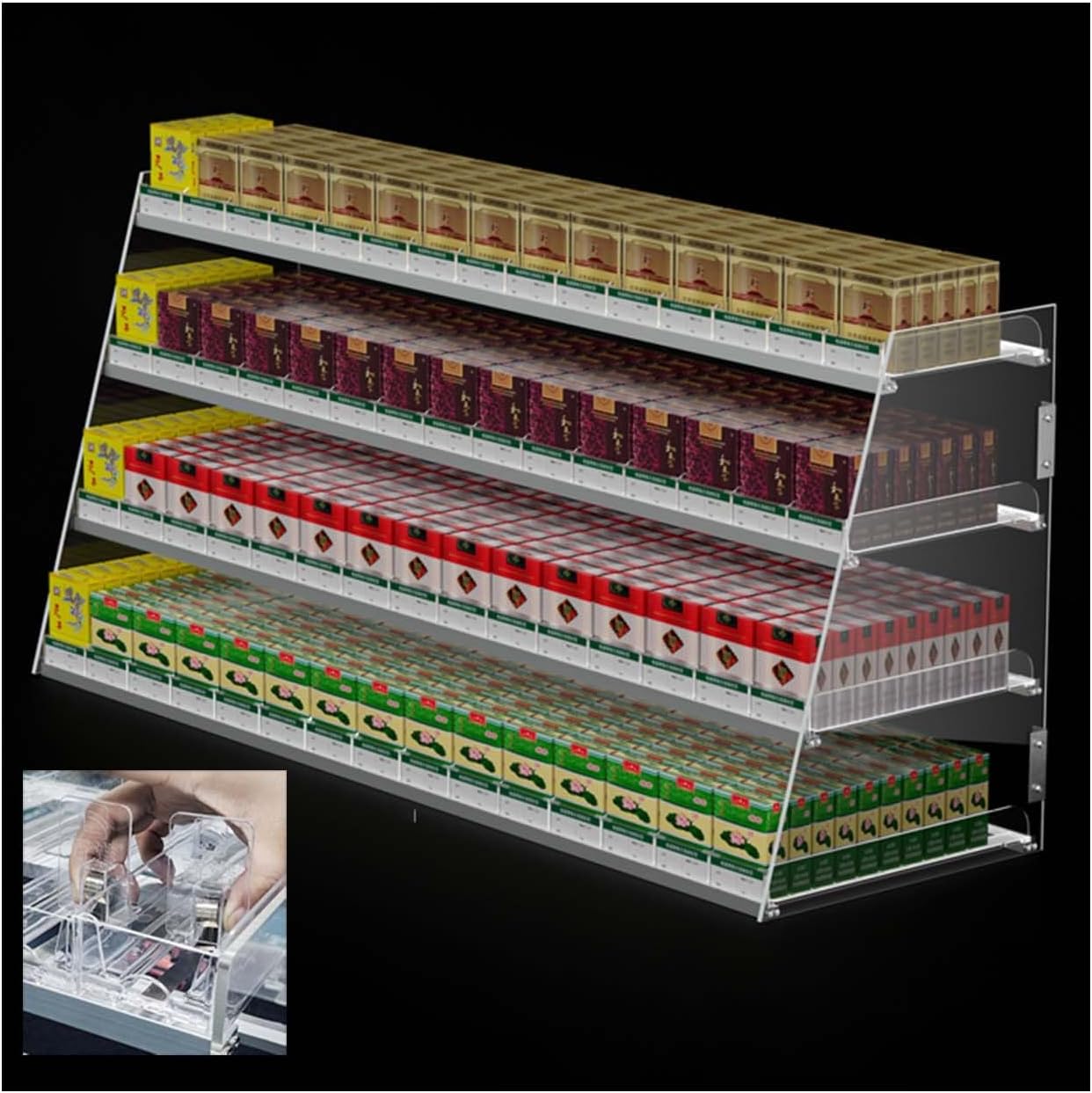 Acrylic Cigarette Display Case – Automatic Slider for Cigars Blunt Wr & – Transparent POS Counter Retail Showcase (56cm x 29cm)