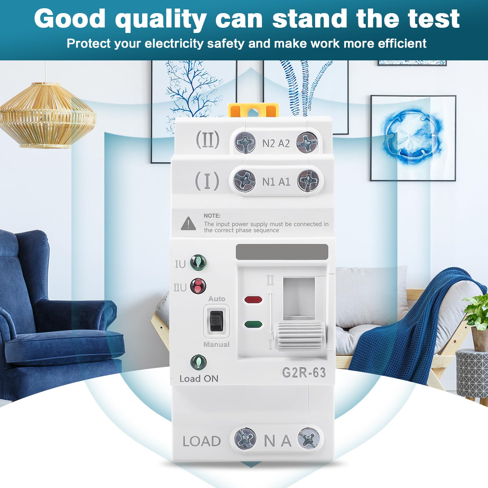 Jadeshay Commutateur de Transfert Automatique G2R ATS Inverseur de Source Automatique 63A 2P Sélecteurs électriques 220V