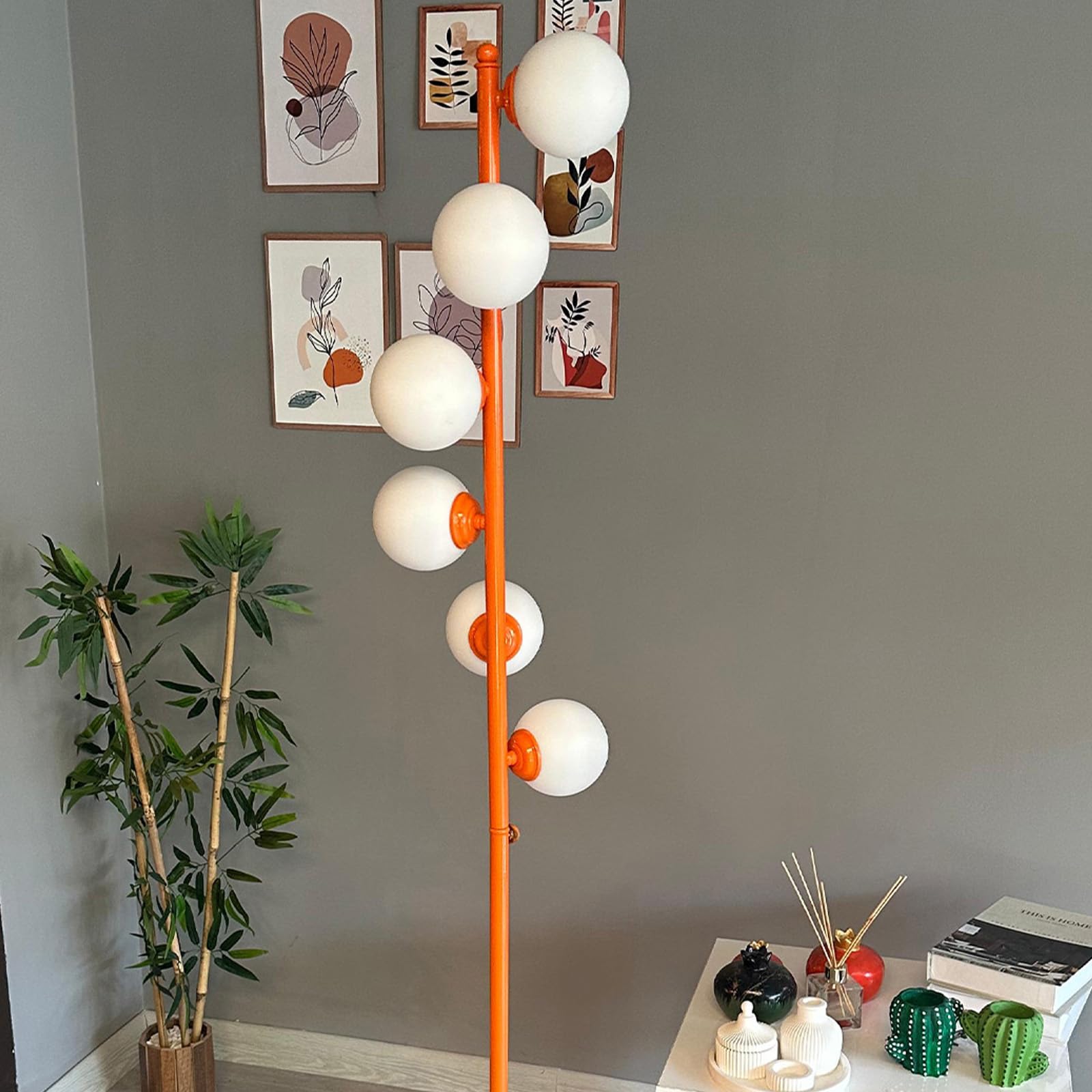 bamyum Metall, Moderne, Stehlampe Wohnzimmer, Schlafzimmer, Kinderzimmer mit G9 Fassung, Stehleuchte Orange